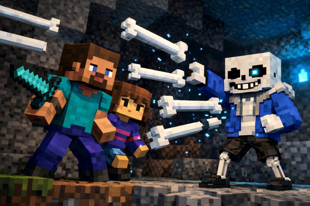 Minecraft e Undertale ensinando cooperação para crianças